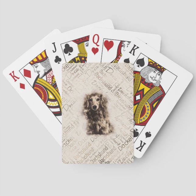 Baraja De Cartas Perro Dachshund de pelo largo (Reverso)