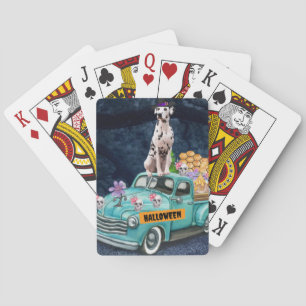 Baraja De Cartas Perro dálmata Halloween Camión Noche Espeluznante