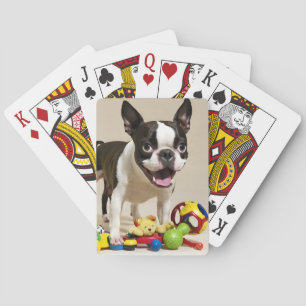 Baraja De Cartas Perro de Boston Terrier jugando con juguetes