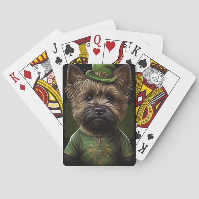 Baraja De Cartas Perro de Cairn Terrier en el vestido de San Patric (Reverso)