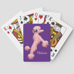 Baraja De Cartas Perro de caniche de baile rosado personalizado