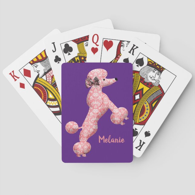 Baraja De Cartas Perro de caniche de baile rosado personalizado (Reverso)