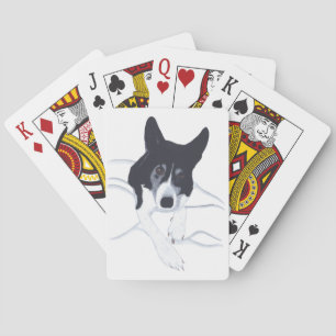 Baraja De Cartas Perro de color de borde observando las tarjetas de
