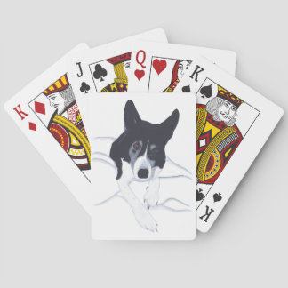 Baraja De Cartas Perro de color de borde observando las tarjetas de