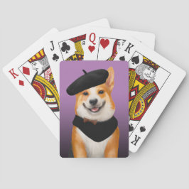 Baraja De Cartas Perro de Corgi de Moda Cuidada con Beret y Bandann