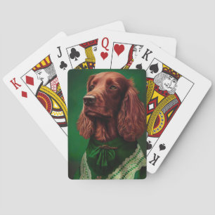 Baraja De Cartas Perro de la sepultura roja irlandesa con vestido d