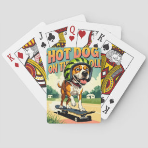 Baraja De Cartas Perro de monopatín verano divertido retro playa
