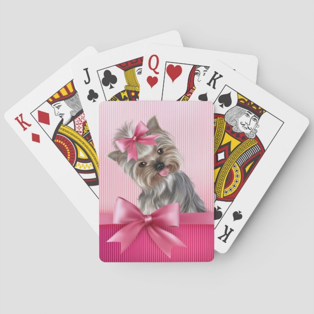 Baraja De Cartas Perro de perrito rosado de princesa Yorkie de (Reverso)
