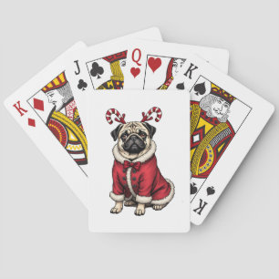 Baraja De Cartas Perro de Pub Vestido con Traje de Santa para Amant