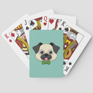 Baraja De Cartas Perro de pug feliz lindo con papillón