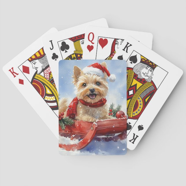 Baraja De Cartas Perro del Cairn Terrier en riesgo deja que nieve N (Reverso)