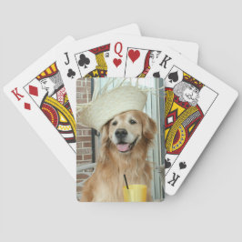 Baraja De Cartas Perro del golden retriever en verano del gorra de