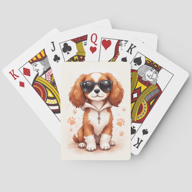Baraja De Cartas Perro divertido Cavalier King Charles Spaniel Kawa (Reverso)