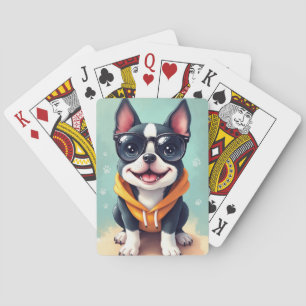 Baraja De Cartas Perro divertido de Boston Terrier Kawaii