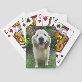 Baraja De Cartas Perro dorado sonriente con flores de Bonito