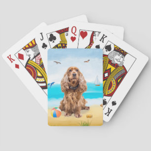 Baraja De Cartas Perro español Cocker en la playa