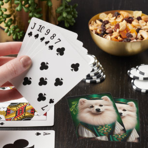 Baraja De Cartas Perro esquimal americano vestido para el día de Sa