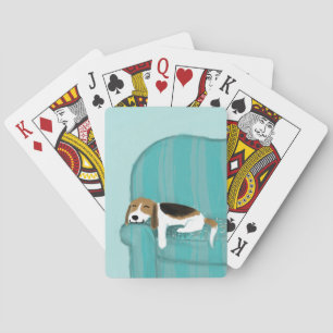 Baraja De Cartas Perro feliz del sofá - beagle soñoliento lindo