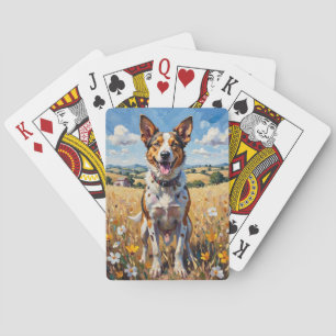 Baraja De Cartas Perro Ganadero Australiano Flor Silvestre Campestr