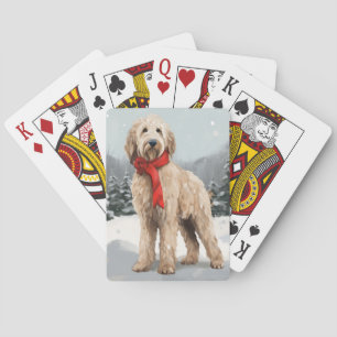 Baraja De Cartas Perro Goldendoodle en Navidades de Nieve