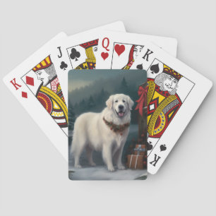 Baraja De Cartas Perro Gran Pirineo en Navidad con nieve
