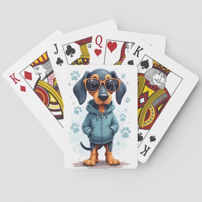 Baraja De Cartas Perro Kawaii Bluetick Coonhound Divertido (Reverso)