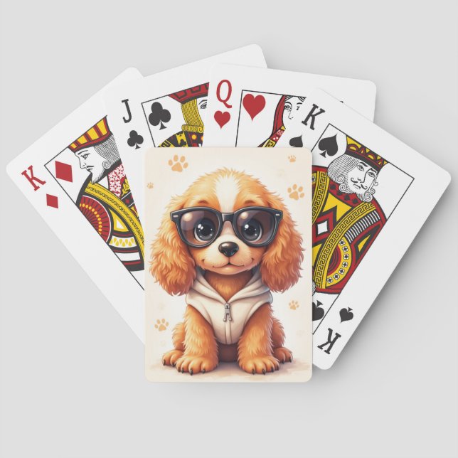 Baraja De Cartas Perro Kawaii Cocker Spaniel Divertido (Reverso)