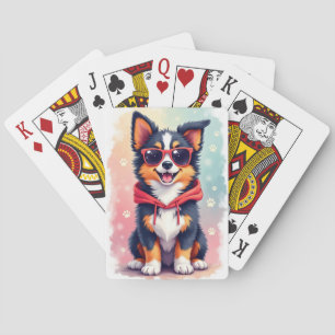 Baraja De Cartas Perro Kawaii divertido pastor australiano