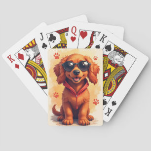 Baraja De Cartas Perro Kawaii divertido Setter Rojo Irlandés