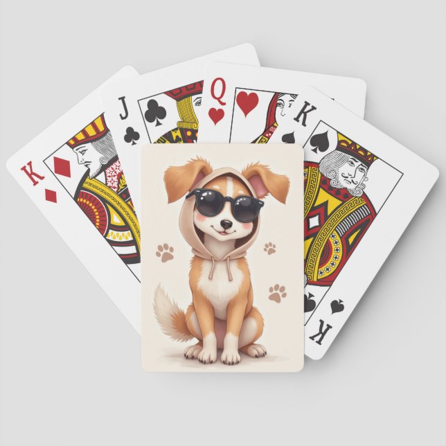 Baraja De Cartas Perro Kawaii Divertido Silken Windhound (Reverso)