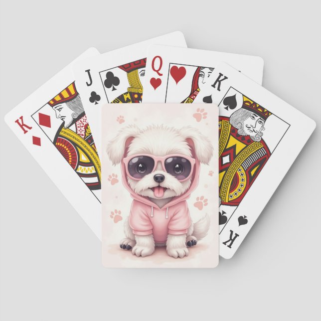 Baraja De Cartas Perro Kawaii Maltés Divertido (Reverso)
