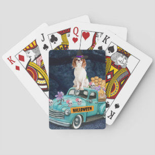 Baraja De Cartas Perro King Cavalier Halloween Camión Noche Espeluz