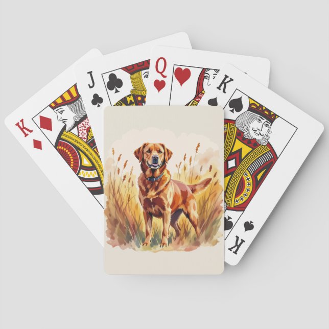Baraja De Cartas Perro Labrador Retriever Fox Rojo (Reverso)