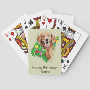 Baraja De Cartas Perro lindo en medio de las flores Golden Retrieve