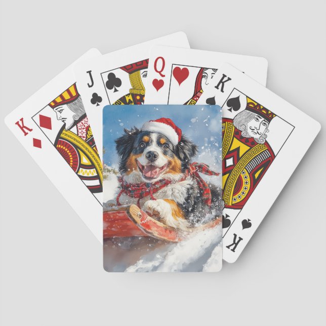 Baraja De Cartas Perro montañés de Bernese en Navidades de escabech (Reverso)