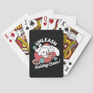 Baraja De Cartas Perro navidad en Sombrero Santa - festividad para 