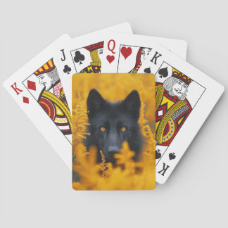 Baraja De Cartas Perro negro con ojos de oro asombrosos