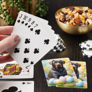 Baraja De Cartas Perro negro de Labrador con festividad de huevos d