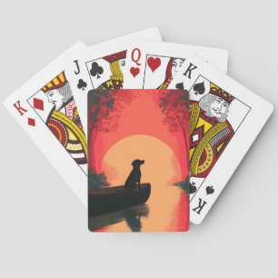 Baraja De Cartas Perro negro de Labrador minimalista al atardecer