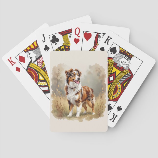 Baraja De Cartas Perro Pastor Australiano Merle Rojo Aussie (Reverso)