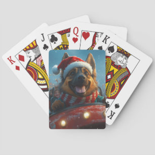 Baraja De Cartas Perro pastor belga Montaña rusa Navidad