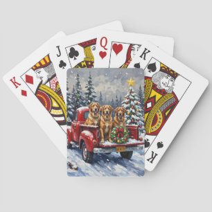 Baraja De Cartas Perro Pastor de Anatolia Navidad Camión Rojo Fiest