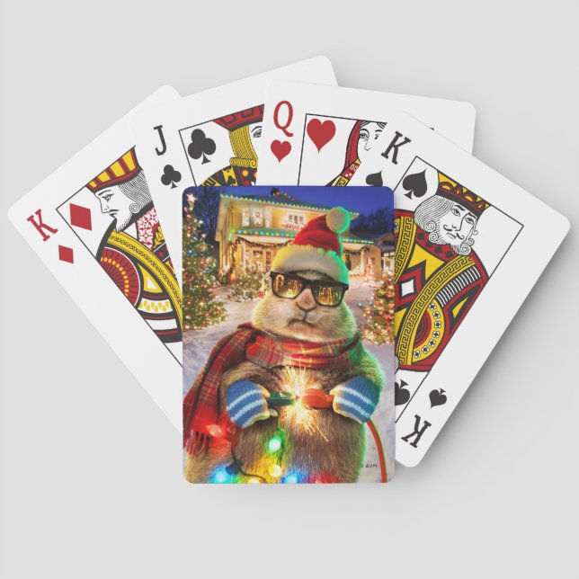 Baraja De Cartas Perro Prairie con luces Navidades (Reverso)