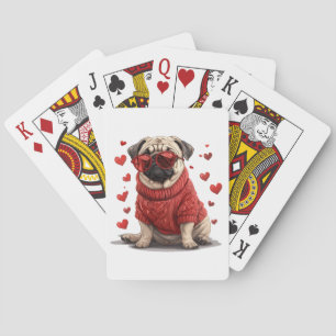 Baraja De Cartas Perro Pug día de San Valentín