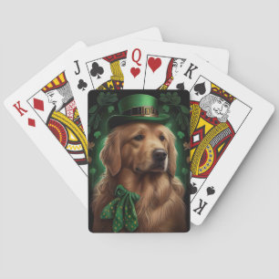 Baraja De Cartas Perro recuperador de oro en el Día de San Patricio