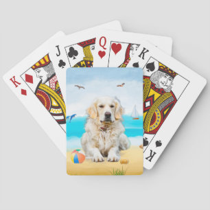 Baraja De Cartas Perro Retriever Dorado en la Playa