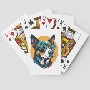Baraja De Cartas Perro Retro con gafas de sol