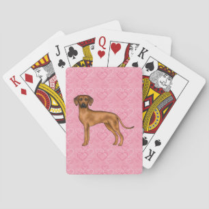 Baraja De Cartas Perro Ridgeback Rodesiano Patrón de Corazón Rosa