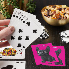 Baraja De Cartas Perro rosado de neón negro brillante caprichoso