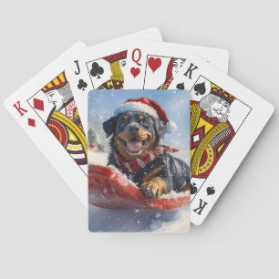 Baraja De Cartas Perro Rottweiler con mangas y Navidades que nieva